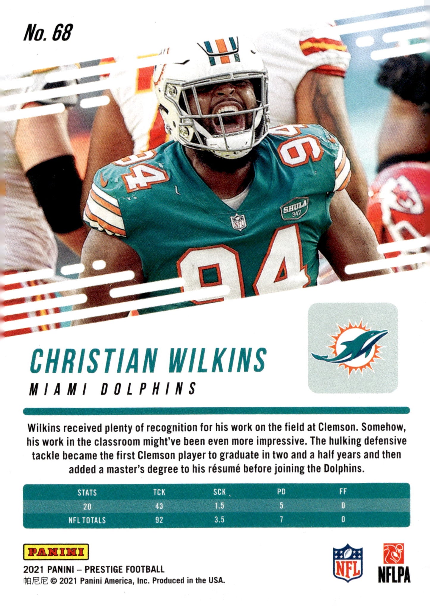 2021 Panini Prestige #68 Christian Wilkins