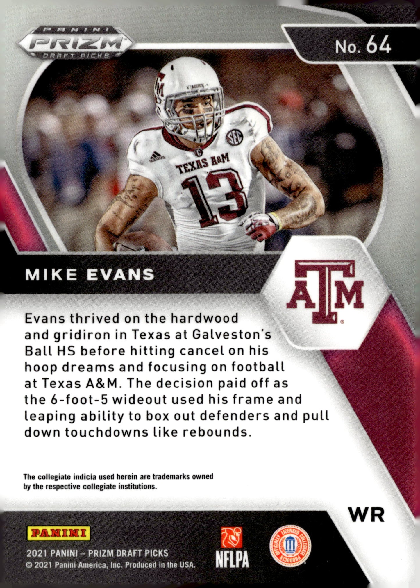 2021 Panini Prizm Draft Picks Collegiate #64 Mike Evans