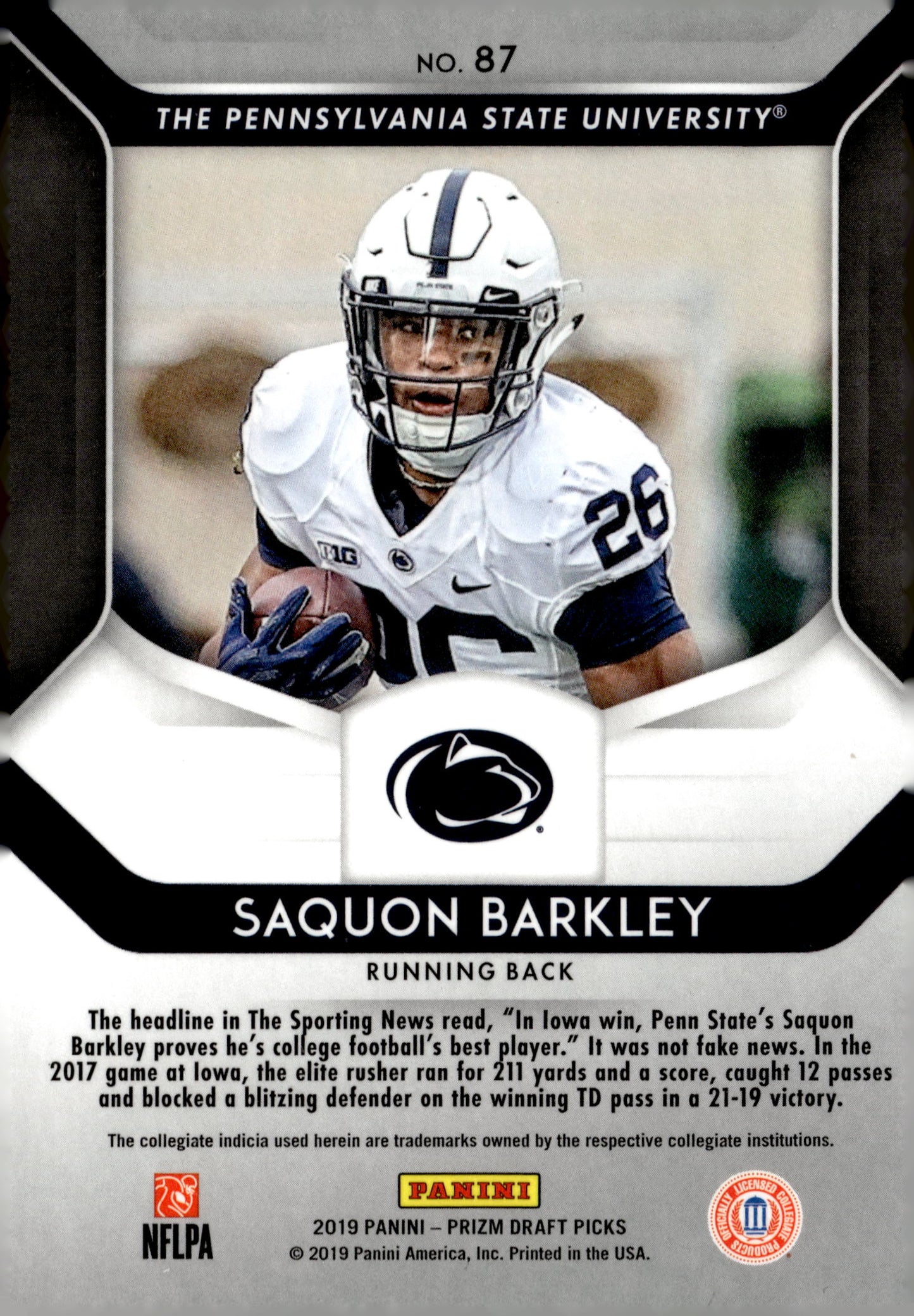 2019 Panini Prizm Draft Picks #87 Saquon Barkley