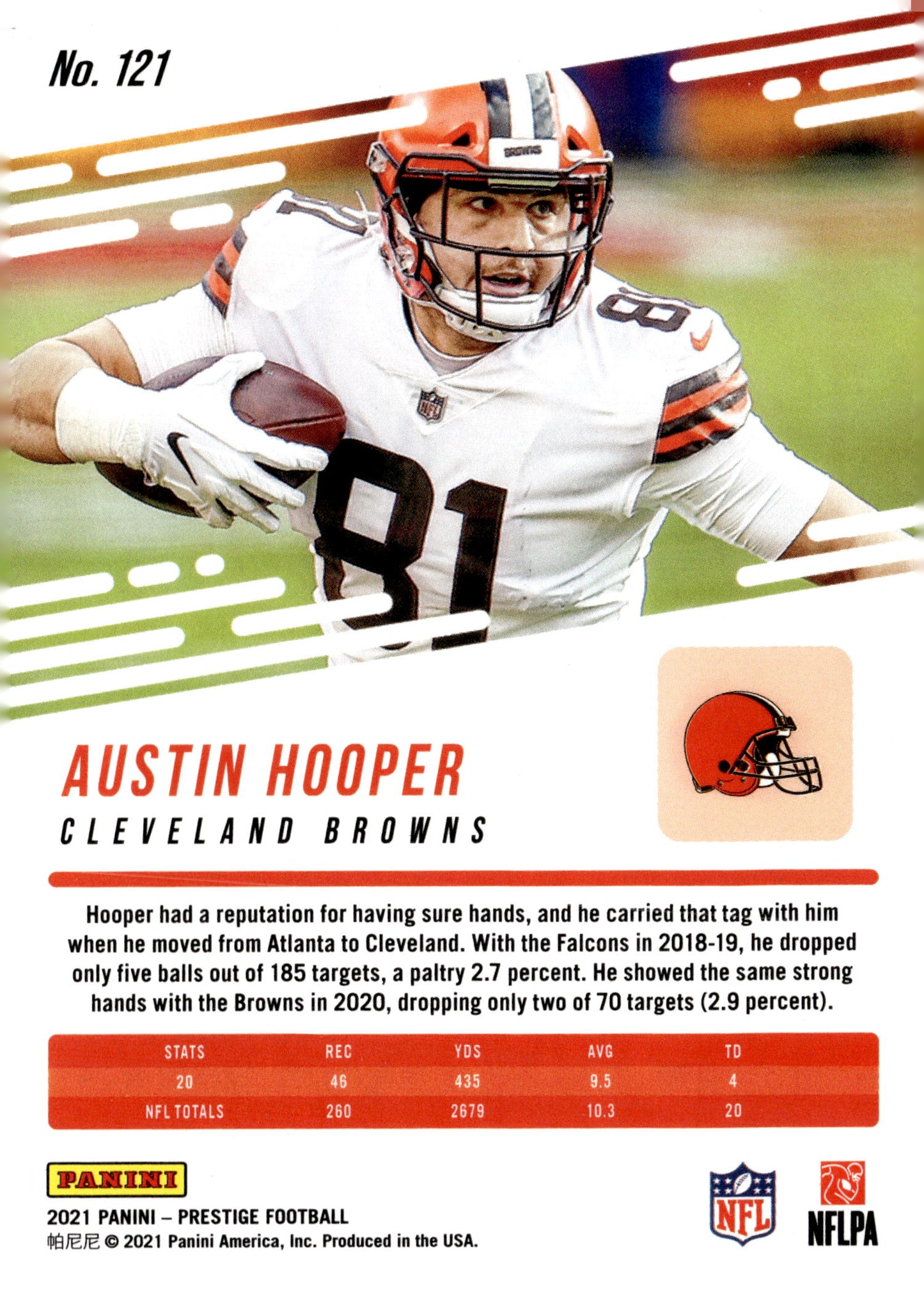 2021 Panini Prestige #121 Austin Hooper Xtra Points Diamond