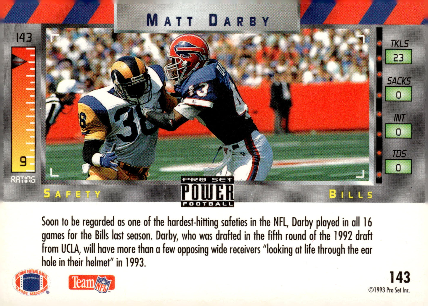 1993 Pro Set Power #143 Matt Darby