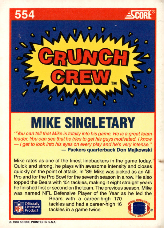 1990 Score #554 Mike Singletary