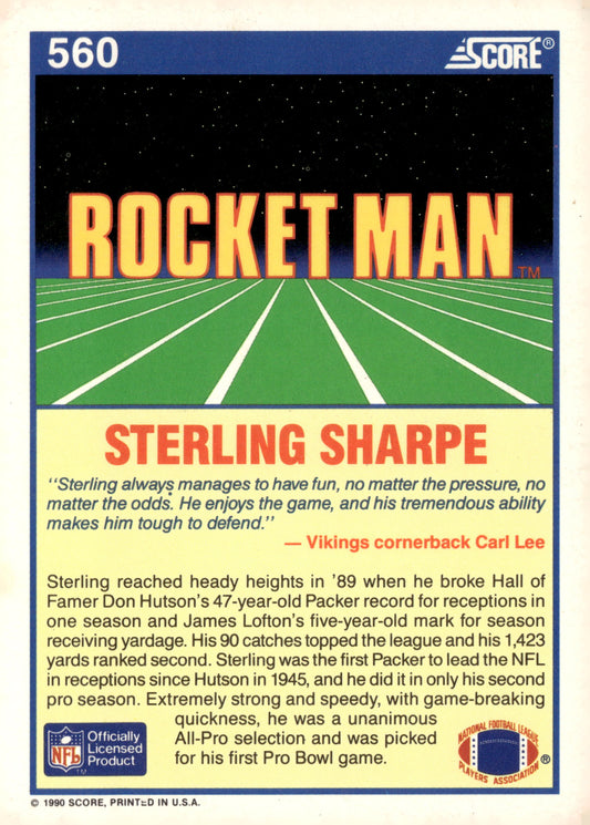 1990 Score #560 Sterling Sharpe