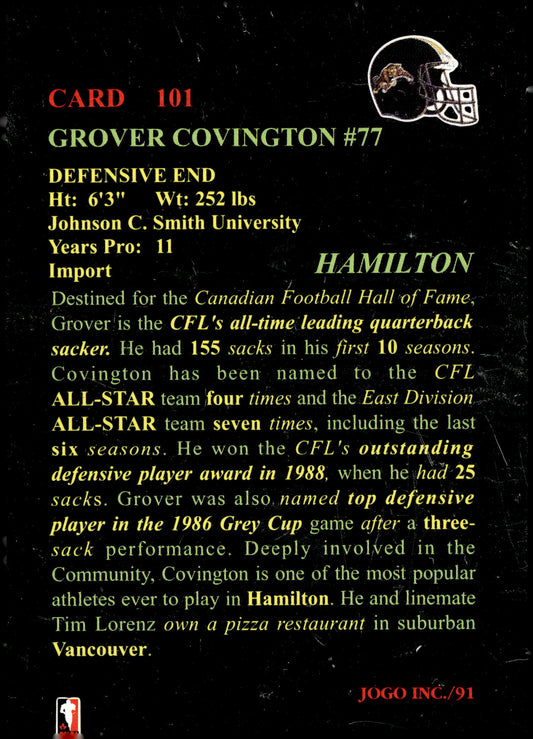 1991 JOGO #101 Grover Covington