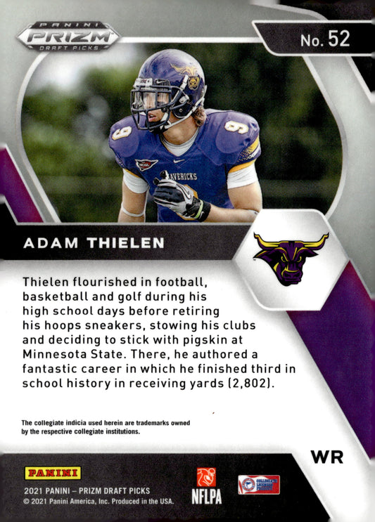2021 Panini Prizm Draft Picks Collegiate #52 Adam Thielen