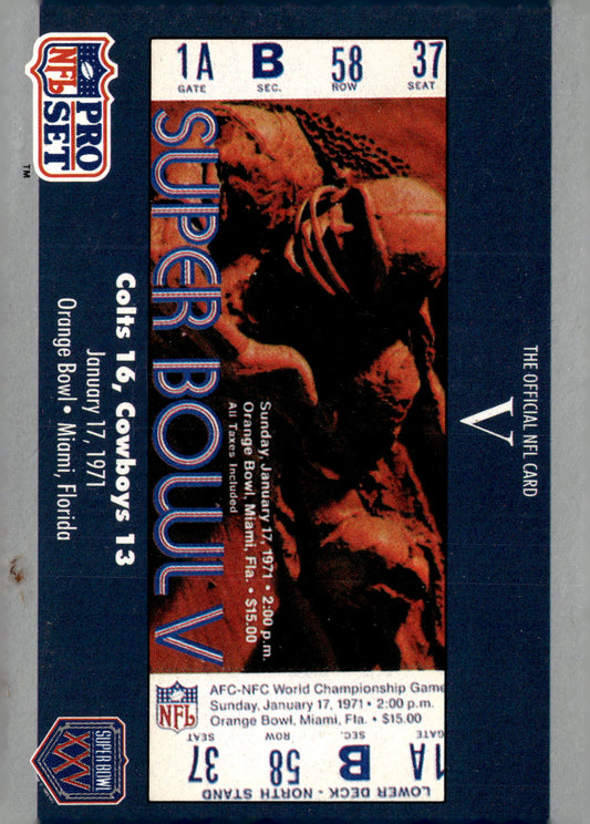 1991 Pro Set Super Bowl Ticket Replica #5 SB V Ticket