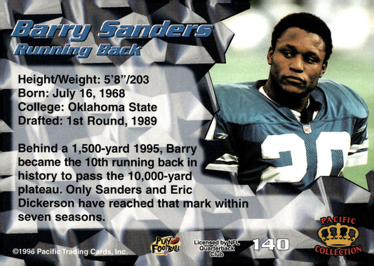1996 Pacific #140 Barry Sanders Silver
