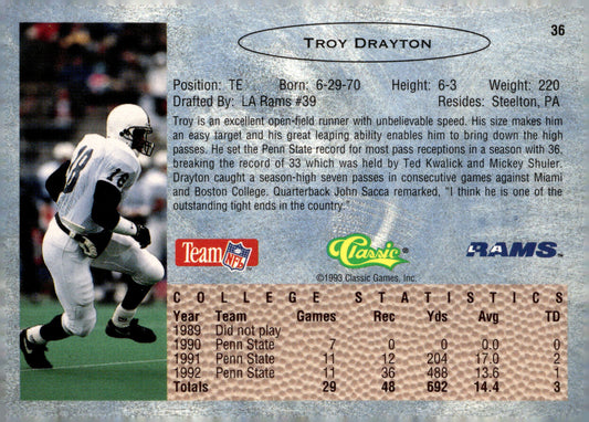 1993 Classic #36 Troy Drayton