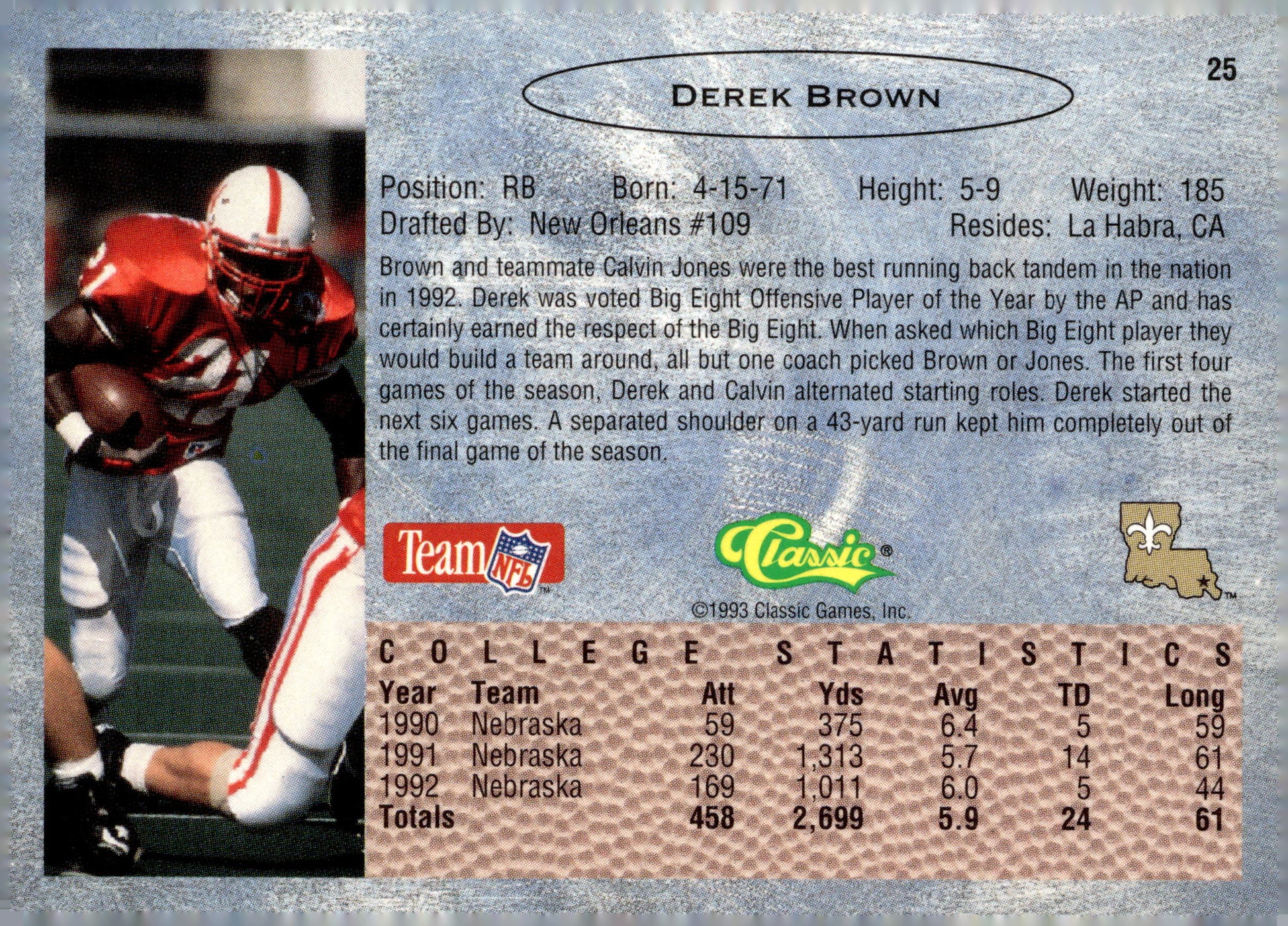 1993 Classic #25 Derek Brown