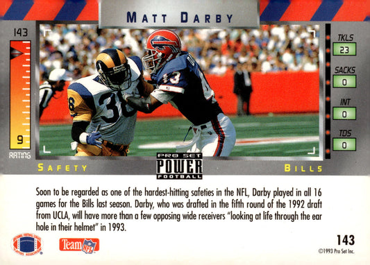 1993 Pro Set Power #143 Matt Darby